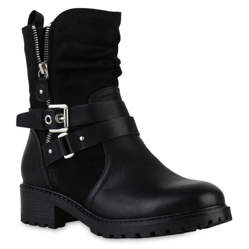 Wunderbar Biker Boots Damen Leder Bild